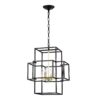 4 Light Metal Lantern Tiered Pendant Hanging Light Fixtures, Industrial Farmhouse Adjustable Height Chandeliers For Dining Room Hallway Foyer Entryway (E12 Bulbs Not Included) - Matte Black / Gold - Image 13