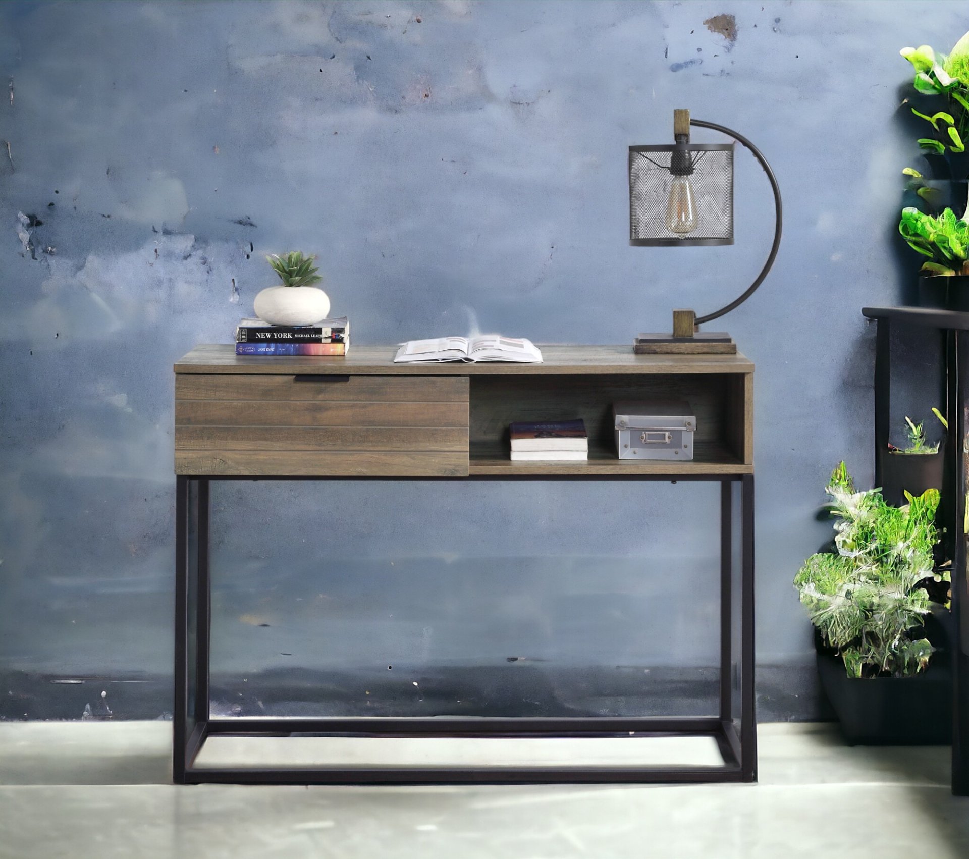 Galeno - Legs Writing Desk - Rustic Oak / Black - Image 6