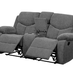Kalen - Chenille Loveseat With Console - Gray