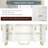 Modern Sideboard With Four Doors, Metal Handles & Legs And Adjustable Shelves Kitchen Cabinet - White - Image 8