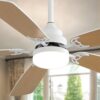 Indoor Modern 52" Ceiling Fan With Dimmable 6 Speed Wind 5 Blades Remote Control Reversible Dc Motor With LED Light - White - Image 6