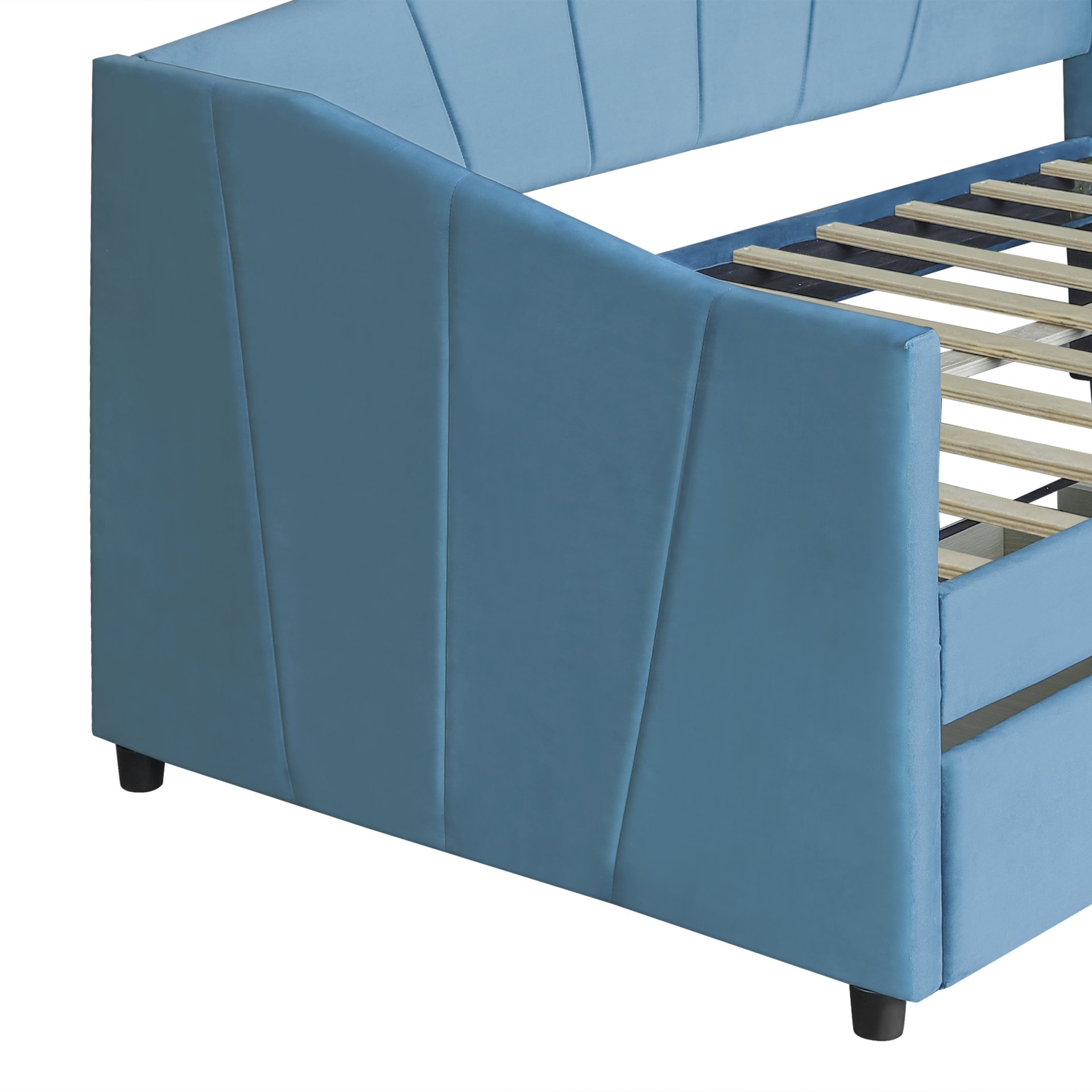 Twin Size Upholstered Daybed With Two Drawers And Slat - Blue - Image 16