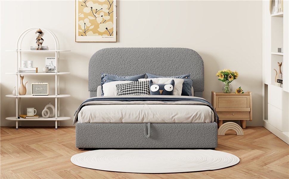 Full Size Upholstered Platform Bed With Hydraulic Storage System - Gray - Image 17
