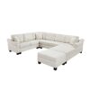 Contemporary U Shaped Sectional Sofa With Movable Storage Ottoman - White - Image 17