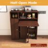Multifunctional Folding Dining Table With Wall Mounted Sideboard & Storage - Walnut - Image 9