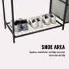 Acacia Wood Garment Rack With Shelves, 2 Wicker Drawers, 4 Hooks, Heavy Duty Closet Organizer - Light Gray - Image 10