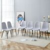 Comfortable, Linen Cotton Dining Chair Set Six Pieces - Light Gray - Image 17