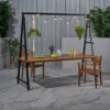 Huckleberry - Acacia Wood Outdoor Dining Table With Plant Hanger - Teak - Image 2