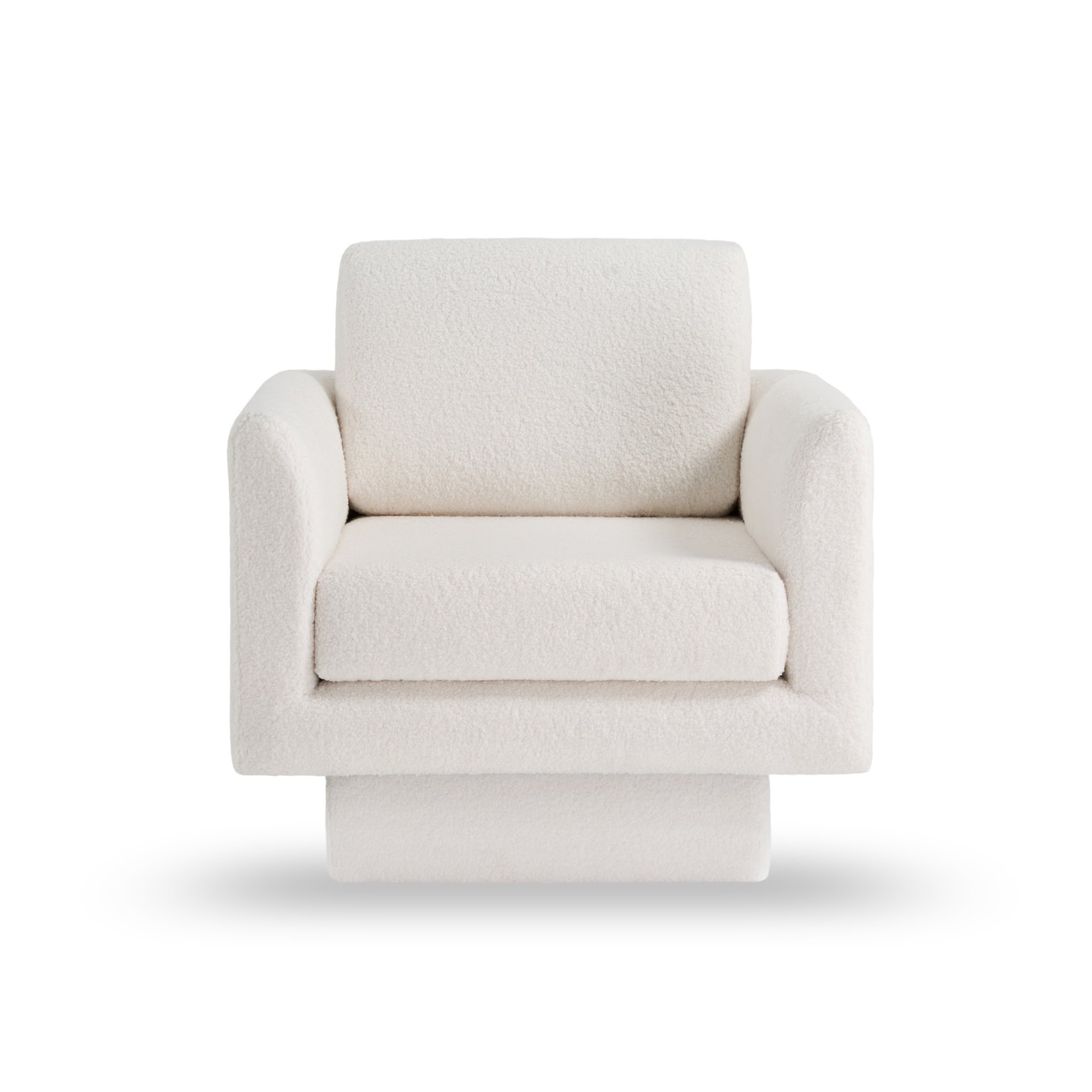 360° Modern Swivel Accent Chair Round Armchair, Thick Padded Single Lounge Sofa Upholstered Comfy - Cream - Image 8