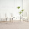 Modern Upholstered Dining Chair (Set of 4) With Electroplated Metal Legs - White - Image 4