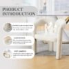 Contemporary Designed Velvet Fabric Upholstered Accent / Dining Chair Teddy Armchair (Set of 2) - Beige - Image 6