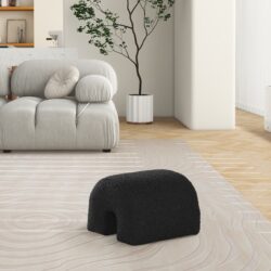 Bridge - Arched Upholstered Footstool Ottoman - Ebony Black
