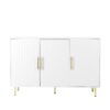 3 Door Large Storage Sideboard With Handles For Kitchen, Dining Room And Living Room, Accent Buffet Cabinet, Coffee Bar Sideboard Cabinet With 3 Doors - White / Gold - Image 6