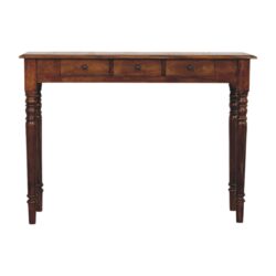 Turned Legs 3 Drawer Console - Brown