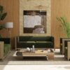 Georgia - Cane Tuxedo Sofa - Olive Green - Image 8