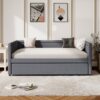 Modern Style Twin Size Upholstered Daybed With Trundle For Guest Room, Small Bedroom, Study Room - Gray - Image 4