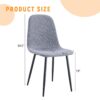 Luxury Simple Chair Linen Cotton High Resilience Dining Chair With Black Metal Legs (Set of 4) - Light Gray - Image 3