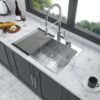 Modern 30 X 22" Kitchen Sink Drop In 16 Gauge Stainless Steel Single Bowl Topmount Basin - Brushed Nickel - Image 4