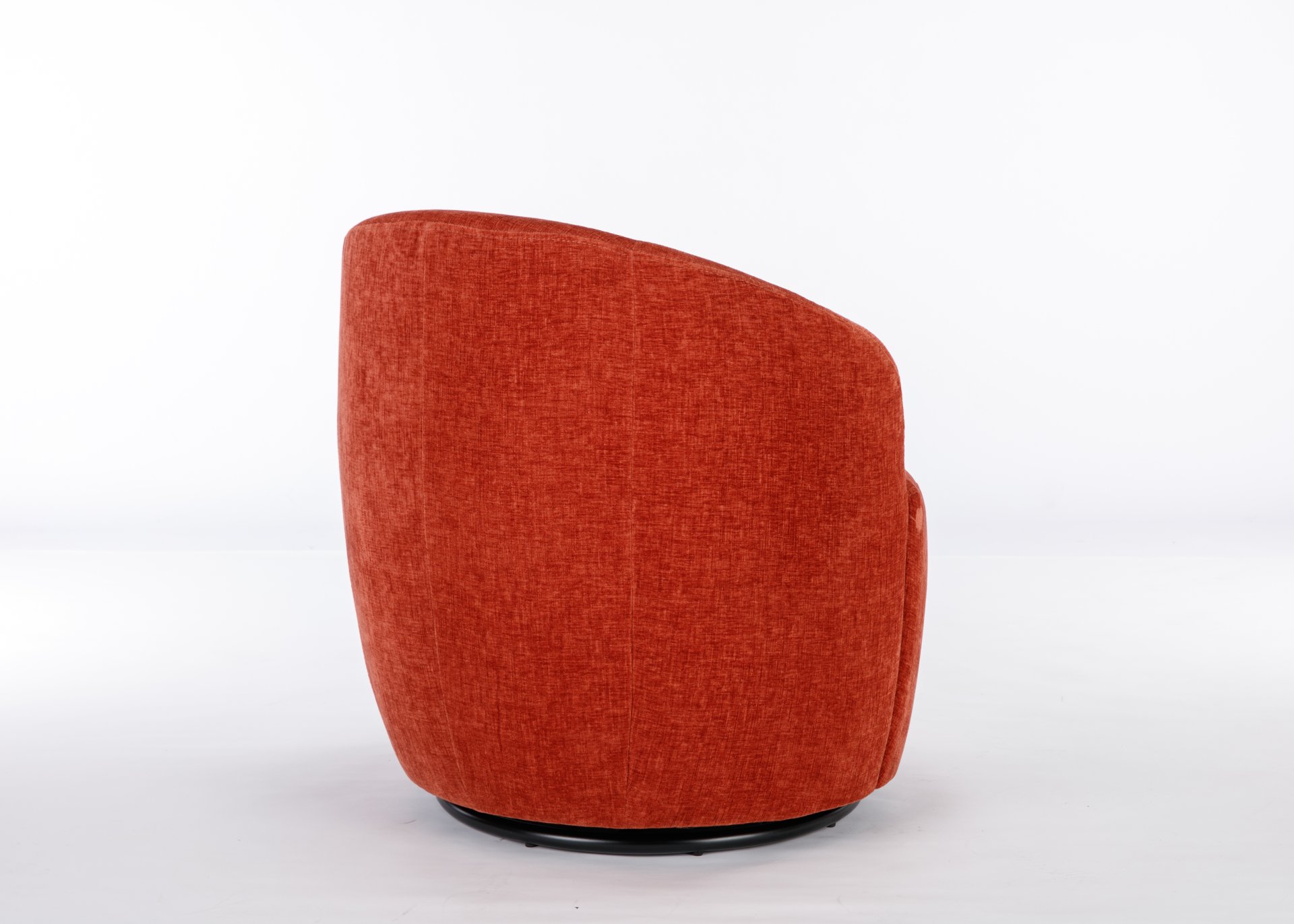 Chenille Fabric Swivel Accent Armchair Barrel Chair With Black Powder Coating Metal Ring - Orange - Image 14