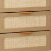 Modern Rattan Dresser With 6 Drawers For Bedroom And Living Room - Oak - Image 11