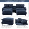 Contemporary Chenille Upholstered Sectional Sofa With Ottomans, USB Ports, Cup Holders & Storage - Blue - Image 6