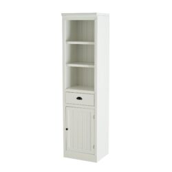 Retro Style 75'' Tall Display Shelf With Cabinet For Hallways Living Room Kitchen - White