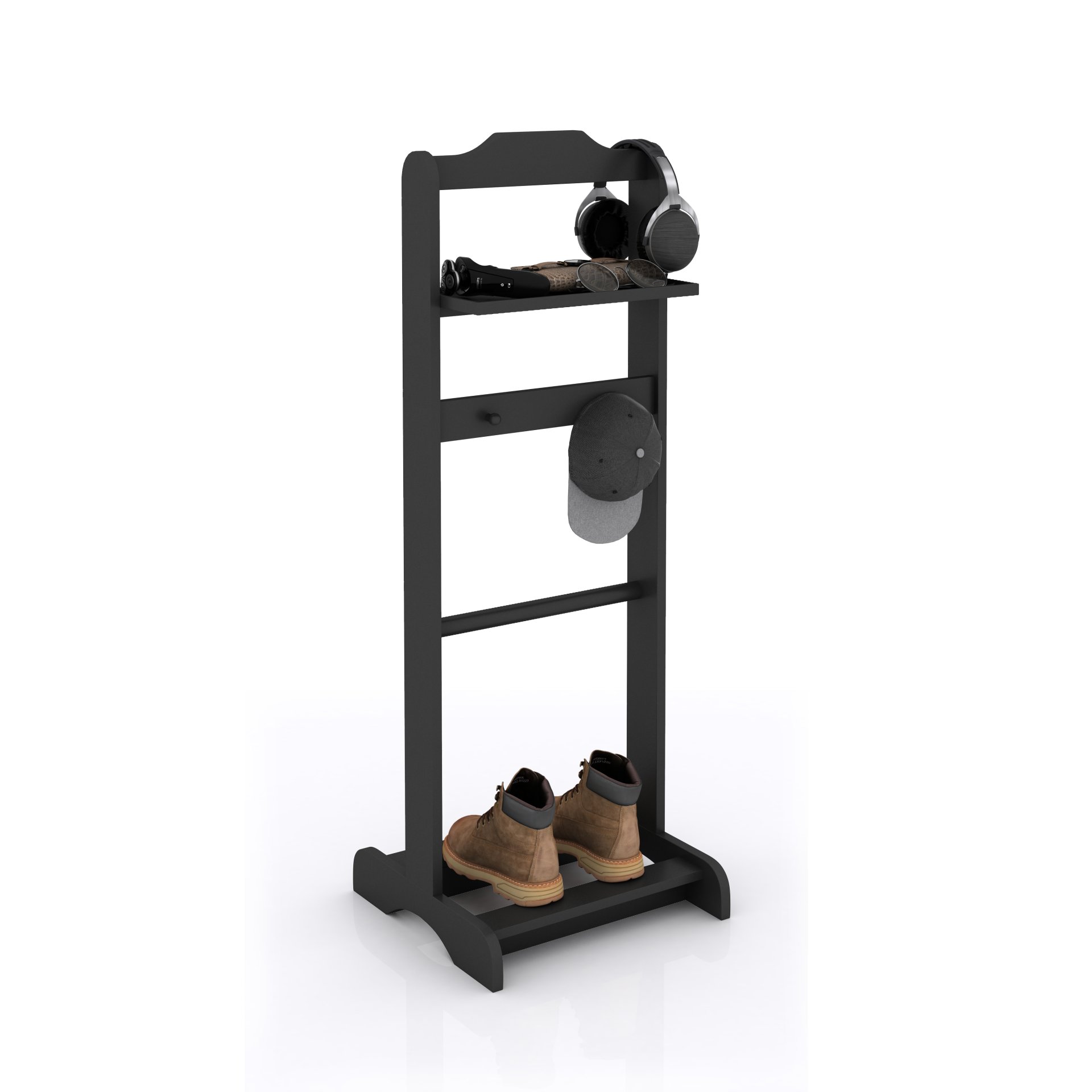 Accent Portable Garment Rack, Clothes Valet Stand With Storage Organizer - Black - Image 10