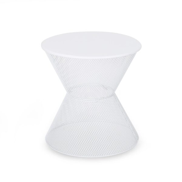 Contemporary Nevada Side Table With Mesh Design - Matte White