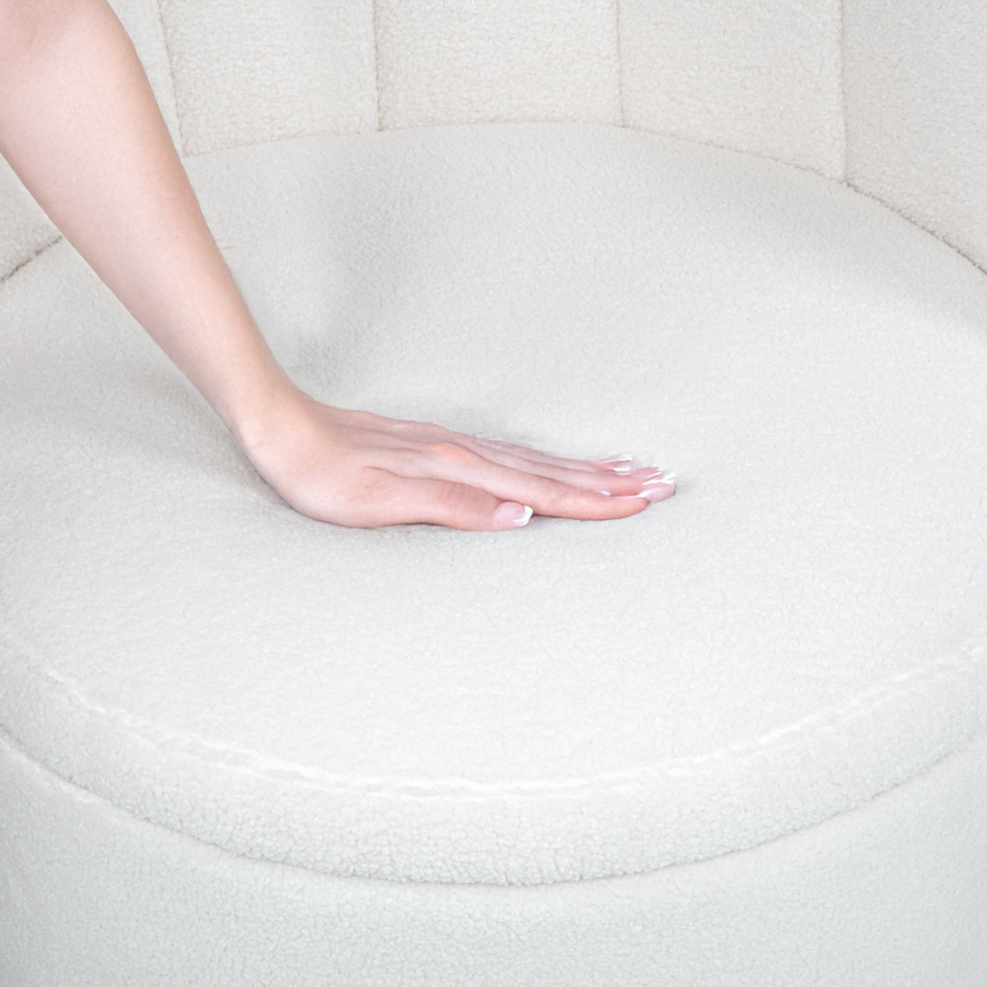 Modern 360 Degree Swivel Back Sofa Chair With Storage Space Boucle, Perfect For Bedroom And Living Room - Beige - Image 10