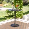 Elegant Cast Aluminum Round Bar Table With Romantic Filigree Design - Copper - Image 2