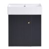 Modern Floating Bathroom Vanity With Ceramic Basin, Perfect For Small Bathrooms, Right Side Storage - Black - Image 8