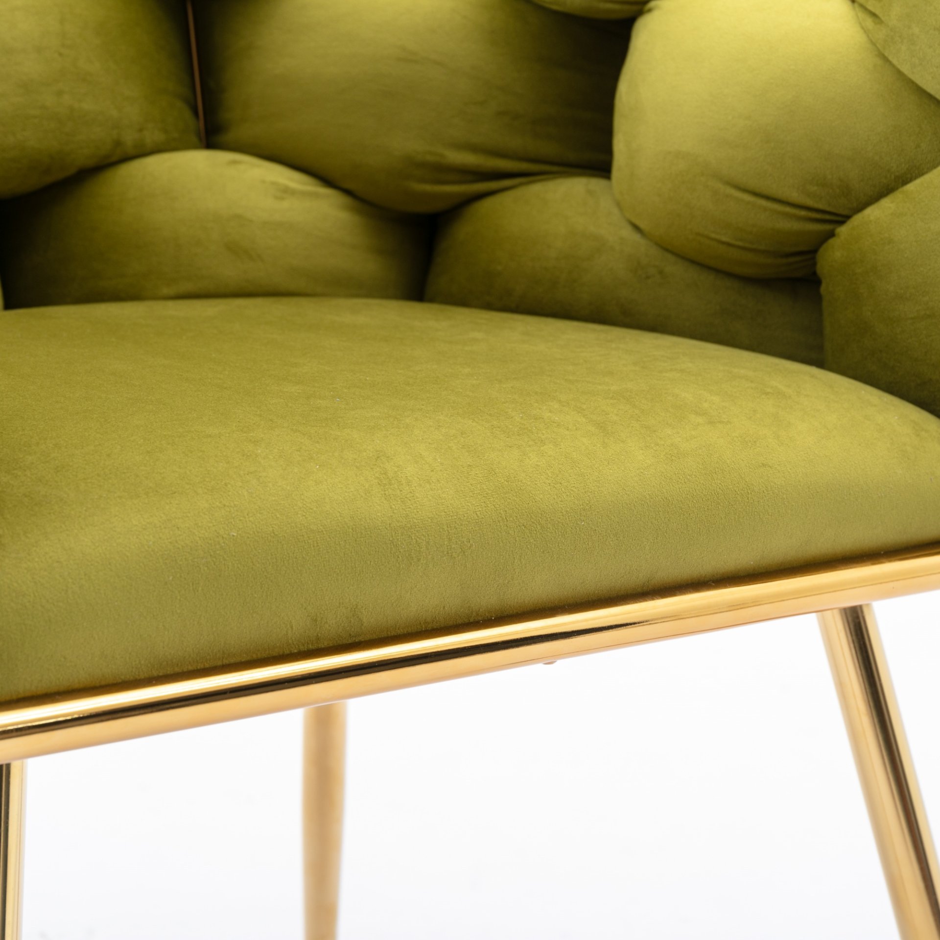 Luxury Modern Simple Leisure Velvet Single Sofa Chair Bedroom Lazy Person Household Dresser Stool Manicure Table Back Chair (Set of 2) - Olive Green - Image 15