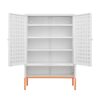Grid - Double Door Shoe Cabinet With Adjustable Compartments And Moisture Proof Design In Metal - White - Image 10