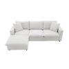 Modern Sectional Sofa With Throw Pillows, Cloud L Shaped Couch Set With Wide 4 Seat Comfy Couch Set With Movable Ottoman - White - Image 25
