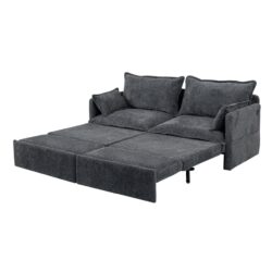 73.6" Pull Out Sofa Bed, 3 In 1 Corduroy Convertible Sleeper Sofa Couch, Side Storage, And USB / C - Type Charging Ports Chair For Living Room, Bedroom, Apartment - Gray