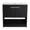 Modern 36" Bathroom Vanity With Ceramic Sink And Soft Closing Doors - Dark Oak - Image 13