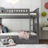 Full Over Full Bunk Bed With Twin Size Trundle, Guardrails - Brushed Gray - Image 17
