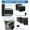 Sleek Modern 2 Drawer Metal Mobile File Cabinet With Lock, Compact Size - Black - Image 8
