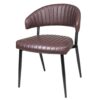 Modern Curved Back Upholstered Dining Chair Set With Metal Legs (Set of 2) - Brown / Black - Image 6