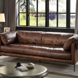 Jaron - Top Grain Leather Sofa - Mocha