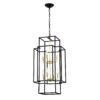 8 Light Metal Lantern Tiered Pendant Hanging Light Fixtures, Industrial Farmhouse Adjustable Height Chandeliers For Dining Room Hallway Foyer Entryway (E12 Bulbs Not Included) - Matte Black / Gold - Image 13