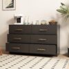 Large 6 Drawers Chest Of Drawer Dressers Table With Golden Handle - Black - Image 5