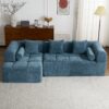 Sectional Sofa Full Compressed Sofa Modular Sofa Couch Free Combined Sofa With Deep Seating And 2 Side Pockets For Living Room - Blue - Image 11
