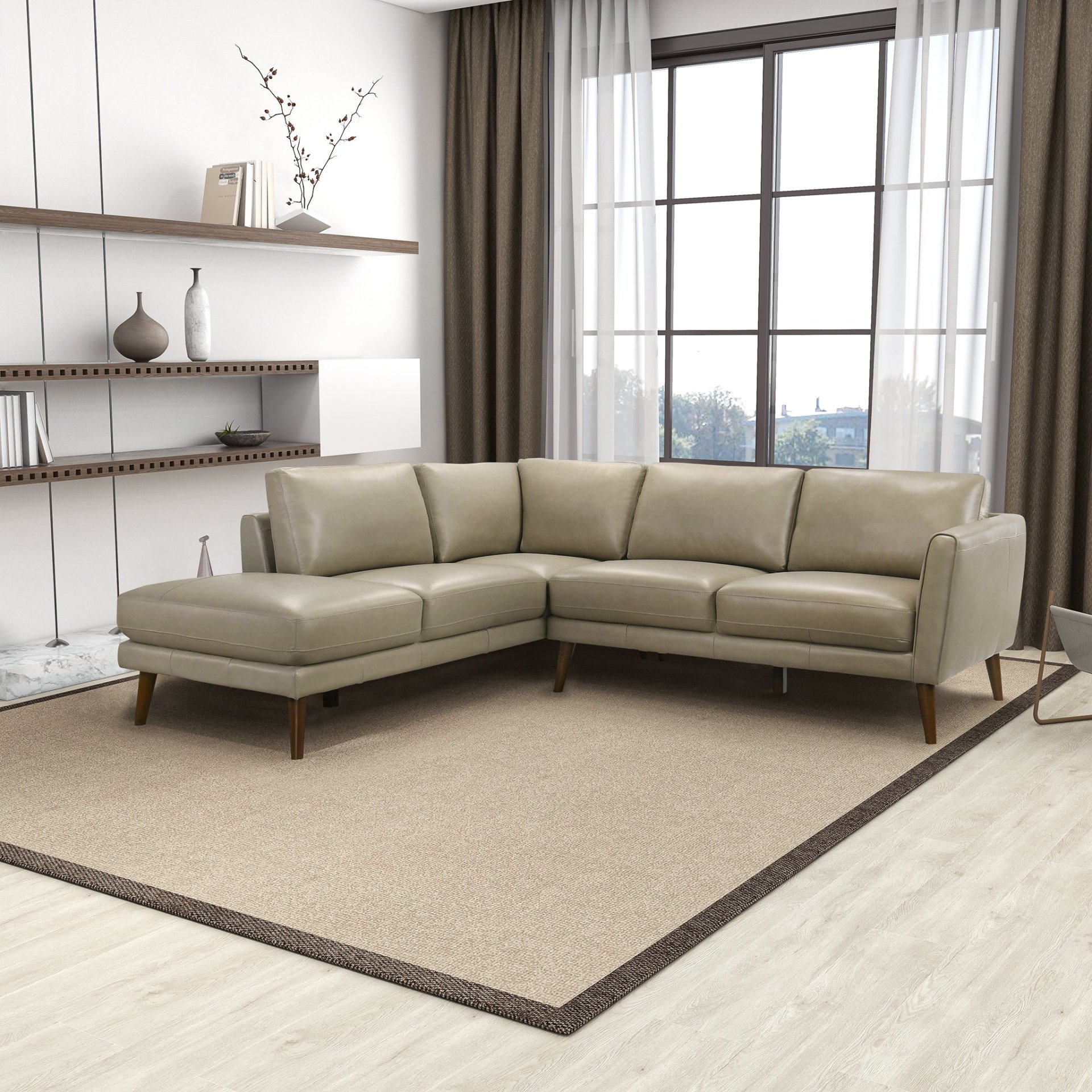 Benson - Sectional Sofa Left Facing Chaise - Beige - Image 2