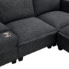 Modern Sectional Cloud Sofa With Console USB Charger Reading Light Cup Holder, Wide Seat 4 Seat Modular Couch Storable Indoor Funiture - Dark Gray - Image 15
