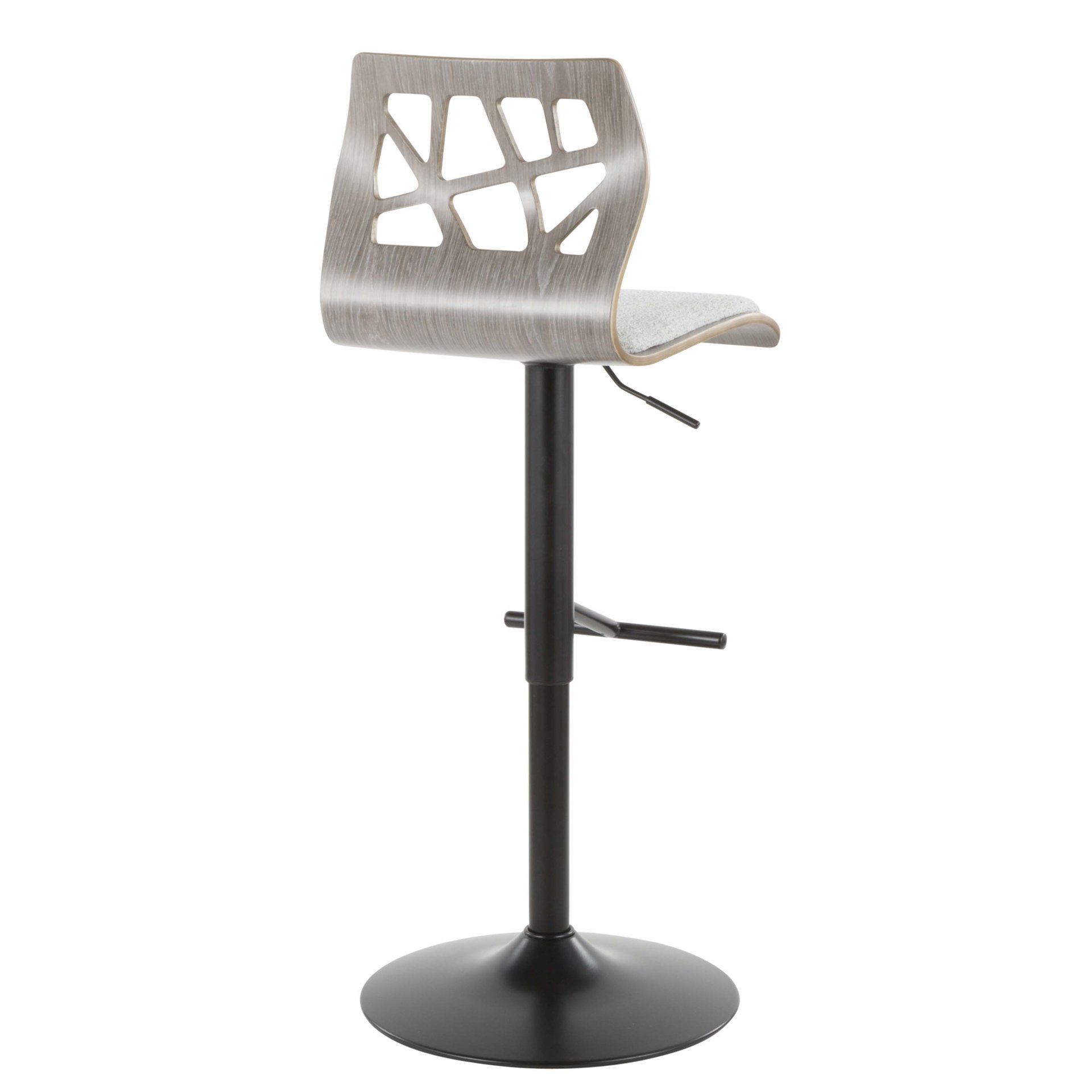 Folia - Mid-Century Modern Adjustable Barstool With Swivel (Set of 2) - Black / Light Gray - Image 5