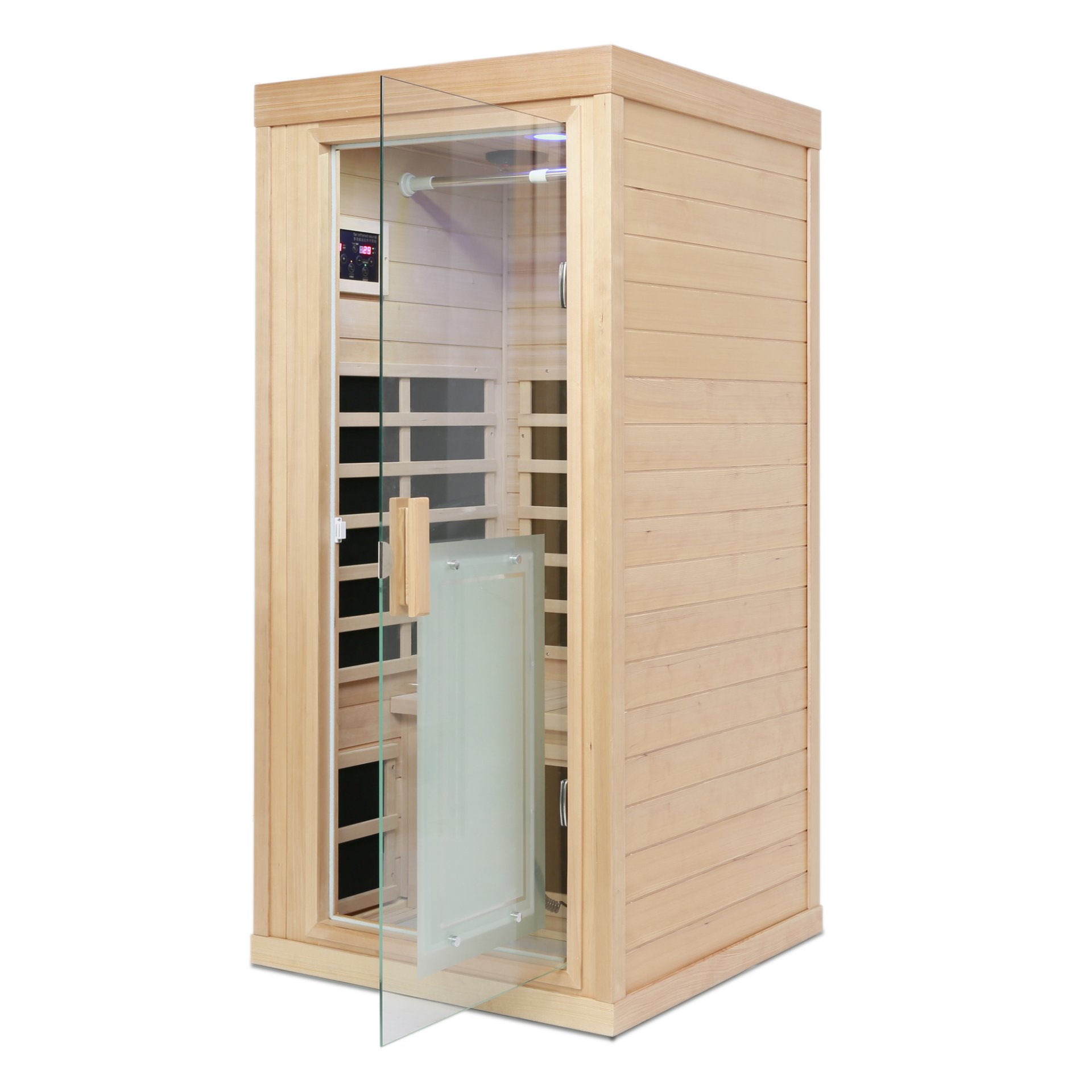 1 Person Far Infrared Hemlock Standard Indoor Sauna Room - Natural - Image 6