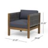 Outdoor Club Chair With Rattan Rope Wave - Dark Gray - Image 3