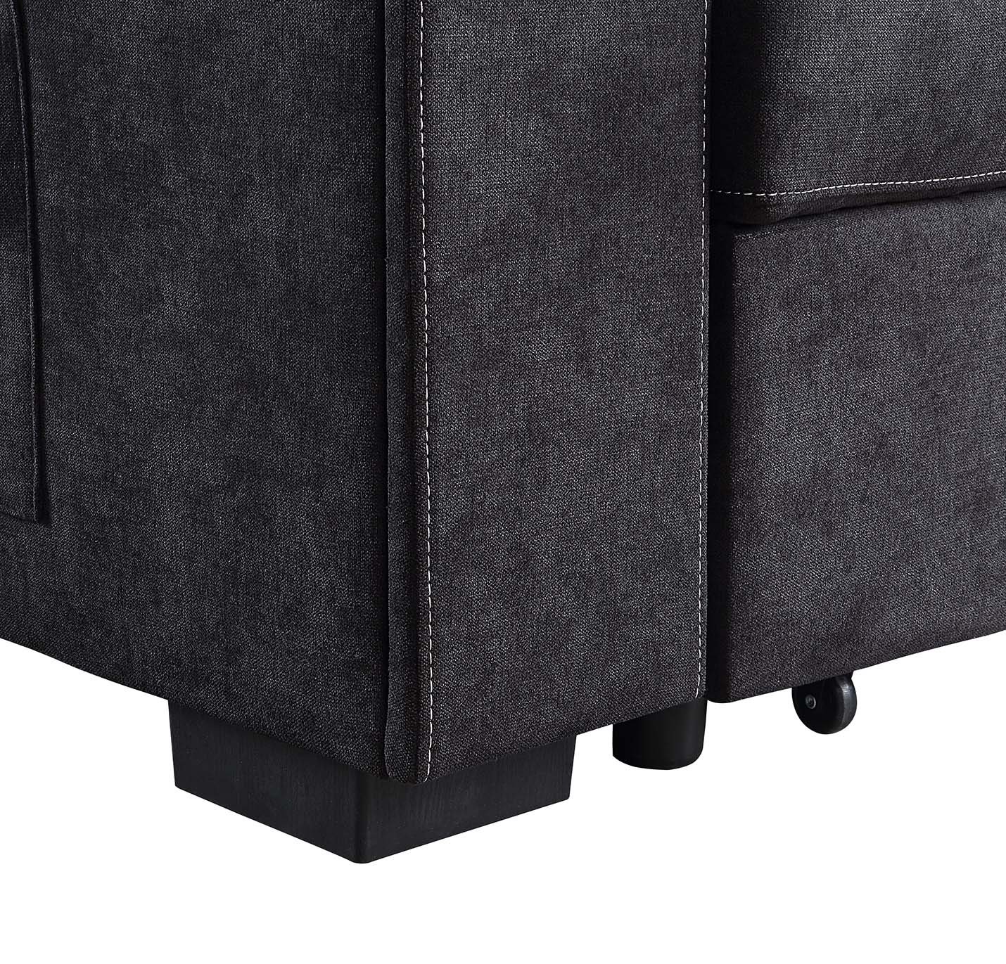 Toby - Reversible Sleeper Sectional Sofa With Storage Chaise Cup Holder Charging Ports And Pockets - Black - Image 11