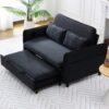Modern Fabric Multi Functional Sofa Bed With Adjustable Armrests And Backrests Letter Striped Design Frame - Black - Image 7